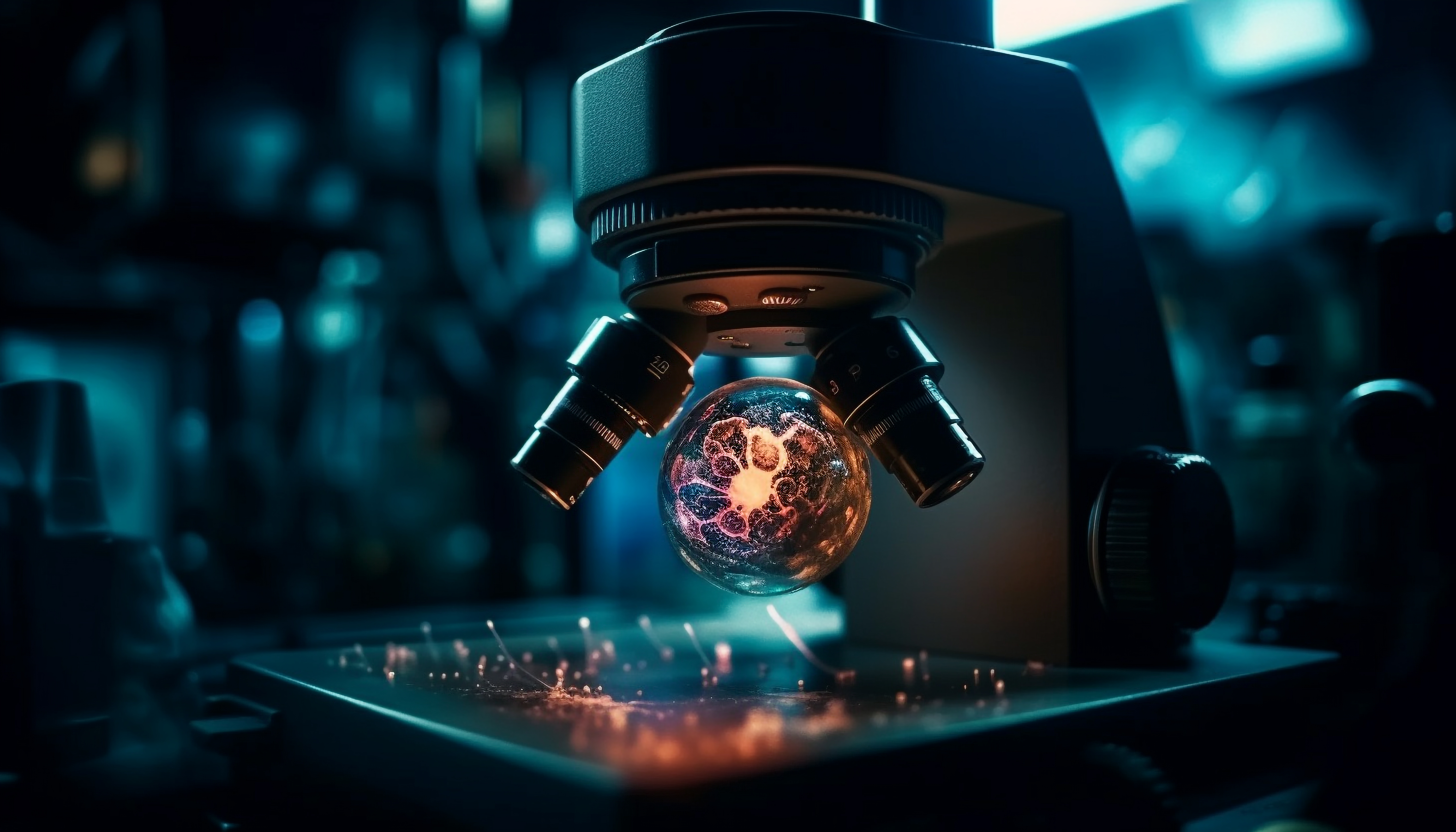 scientist-analyzes-bacterium-with-high-scale-magnification-generated-by-ai