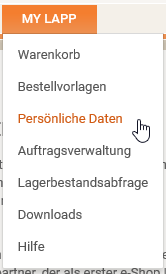 My LAPP persoenliche Daten