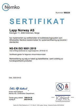 lapp-norway-iso-sertifikat-2020