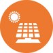 Icon uvestaendig solar rund rgb orange