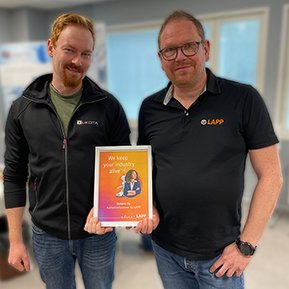 Oukota’s CEO Eetu Vuollo and LAPP’s Regional Sales Manager Simo Lepojärvi Oukota’s CEO Eetu Vuollo and LAPP’s Regional Sales Manager Simo Lepojärvi