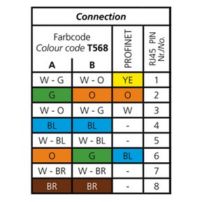Schema di colore per conduttori inseriti in un connettore RJ45