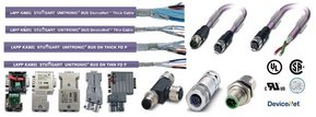 Rango de producto para DeviceNetTM: cables, latiguillos preconectorizados, conectores