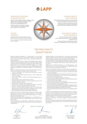 Dokument Politika kvality 2020