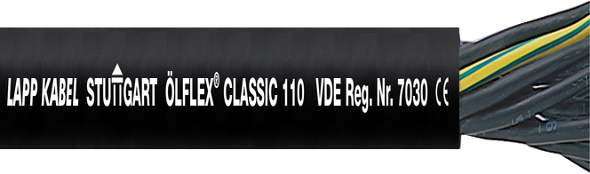 Svart UV-beständig och väderbeständig kabel Ölflex Classic 110 bk