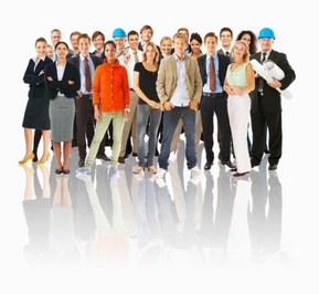 Full body isolated portrait of young business man career Small