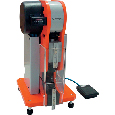 Pneumatic crimping machine for single contacts